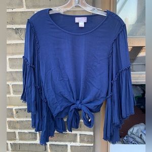 Band of Gypsies navy flutter sleeve top in XS